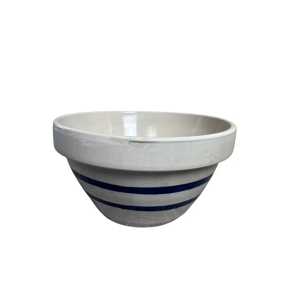 Vintage Roseville Pottery Merry‎ Christmas Blue Stripe Holly Berry Hand Painted